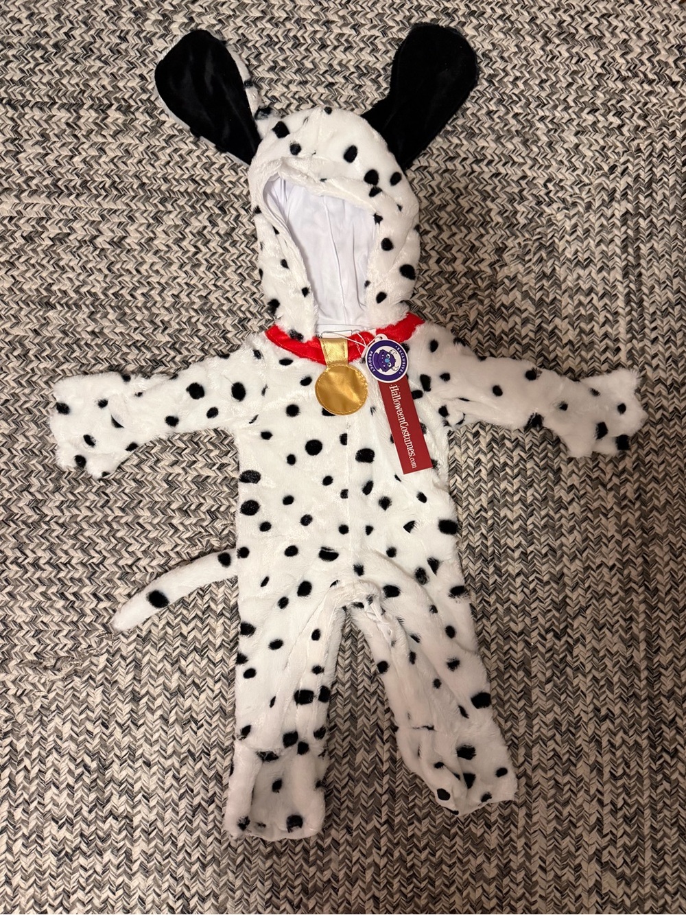 NWT HalloweenCostumes Infant Plush Dalmatian Puppy Costume 0-3 Months Hooded